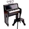 Hape Impara con le Luci - Piano Nero con sgabello | Pianoforte elettrico alto 50 cm con tasti che si illuminano per bambini dai 3 anni