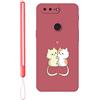 KARTXITAI Cover Compatibile con OnePlus 5T, Gatto, abbraccio, amore motivo Custodia con morbida in Silicone TPU con Assorbimento degli Urti e Anti-Graffio-Rosso