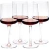 Navaris Bicchieri Vino Set da 4 - Calici Trasparenti Vino Rosso Bianco - Calice Quadrato con Fondo Piatto - Bicchieri Vetro Trasparente per Acqua Aperitivo Birra Dolce