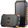 Hiluckey Caricabatterie Solare 26800mAh con 4 USB Batteria Esterna Portatile USB C Power Bank Senza fili Impermeabile con 2 Luci LED per Smartphones, Tablets (Orange)