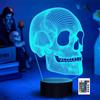 SUPERRUIDALONG Luci notturne a forma di teschio 3D con telecomando a 16 colori, illusione, in acrilico, lampada da comodino per bambini, camera da letto, scrivania, decorazione per compleanno, regalo