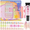 EBANKU 78 Pezzi Unghie a pressione per bambini, EBANKU 3 Pack Kit Unghie Finte per Bambini Vecchi Fiori Colorati a pressione per Ragazze 8-12 Anni con Adesivi Gelatina per Unghie e Colla Costruttrice Unghie