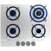Cecotec Piano cottura a gas Bolero Squad G 4200S Inox. 8000W, 4 fuochi, acciaio inox, griglie in ghisa, bruciatore WOK tripla corona, accensione elettrica, sistema sicurezza valvole.