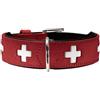 HUNTER Collare per cani SWISS, in pelle, di alta qualità, croce svizzera, 47 (S-M), rosso/nero