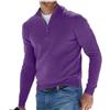 compulsoryking Uomo Primavera Scollo A V Zip Up Maglia Pullover Felpa Collo Alto Slim Fit Tempo Libero Top Classico Tinta Unita Maglione, Viola scuro, XL