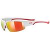 Uvex sportstyle 215, occhiali sportivi unisex, specchiato, comfort senza pressione e tenuta perfetta, white red/red, one size
