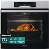 Hisense BI62216AX, Forno Multifunzione ventilato, Cavità XXL 77L, Pulizia Acqua Clean, 11 funzioni di cottura, Funzione pizza 300°C, Display Led, Comandi Touch, Preriscaldamento Rapido