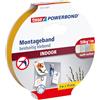 tesa Powerbond INDOOR - Nastro di montaggio biadesivo per interni - adesivo forte su entrambi i lati, per un montaggio permanente - 5 m