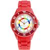Alienwork Kids Orologio di Apprendimento Bambini Ragazze Rosso Bracciale in Silicone Multicolore bambini Impermeabile 5 ATM Tempo di Apprendimento