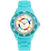 Alienwork Kids Orologio di Apprendimento Bambini Ragazze Turchese Bracciale in Silicone Multicolore bambini Impermeabile 5 ATM Tempo di Apprendimento