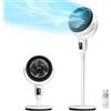 Aigostar Ventilatore a Piantana Silenzioso 23DB, 24W DC, Oscillazione 135°+90°, Ventilatori a Colonna Potente con Telecomando, 9 Velocità, Timer da 9H, Funzion Aroma Camera da Letto & Salott