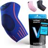 VITTO Tutore Epicondilite Gomito - Gomitiera per Tendinite, Muscoli Articolazioni e Bodybuilding. Tutore Gomito per Uomo e Donne (1, Blu, L)