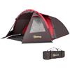 Outsunny Tenda da Campeggio a Tunnel per 2-4 Persone con 2 Stanze, Tenda Famigliare da Trekking Pesca Impermeabile 3000mm con Fondo Rinforzato, Doppie Porte, Borsa di Trasporto, 360x250x130 cm, Grigio