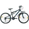 Multibrand Distribution Multibrand, PROBIKE SPEED 24, 24 pollici, 330mm, FSP Mountain Bike, 18 velocità, Unisex, Set parafango, Nero Opaco (Nero opaco, 24 pollici)
