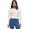 Build your Brand Maglia a Maniche Lunghe da Donna T-Shirt, Bianco, XS