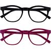 OPULIZE Blu - Occhiali Filtro Luce Blu Set da 2 Montatura Tonda Fashion Cerniere a Molla Migliorano il Sonno Gaming Computer Anti Riflesso Nero Rosa Uomo Donna BB5-14 +0.00