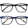 OPULIZE Arc 2 Pacco Grande Occhiali Da Lettura Nero Blu Fantasia Uomo Donna RR66-13 +3,00