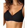 Nur Die Baumwoll Spitzen BH Reggiseno, 1 Opaco, Nero, 7B Donna