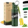OUTDOUSE Borracce Termiche Borraccia Acciaio Inox-500ML/800ML, Borraccia Termica&Bottiglia Bevande Fredde Bottiglia Acqua, con Cannuccia, 3 Cinturini in Silicone, Borracce Senza BPA per i Viaggi (800ML)