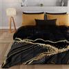 PETTI Artigiani Italiani - Trapunta Matrimoniale Invernale, Piumone Matrimoniale, Trapunta Double Face Tinta Unita e Stampa Digitale Marble Nero, Made in Italy
