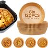 Romon Carta Forno per Friggitrice ad Aria, 120 Unità Teglia per Friggitrice Ad Aria 20 cm Rotondo, Antiaderente Monouso Carta per Friggitrice Ad Aria, Adatto al Forno, da 5 a 8 litri per Microonde