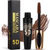LOPHE 5D Mascara Spesso, Mascara Waterproof a Long-Lasting di Marrone, Effetto Naturale, Effetto Occhi Grandi Amplificato, 10ml