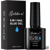 Gelike ec Colla per Unghie Finte 6 in 1 en Gel Resina a lunga durata, Base Coat e Rinforzante, Estensione Unghie, Gel Blossom, Soluzione Slip, Cura Unghie Lampada UV Necessaria, Colla Resina, 8 ml
