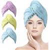 ACWOO Asciugamani a Turbante, 3 Pezzi in Microfibra, Cappuccio Capelli Secchi Super Assorbente, Asciugatura Rapida per Capelli Bagnati, da Doccia con 6 Elastici