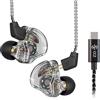 Yinyoo CCZ Melody USB C auricolari 10mm Dual Magnetic Circuit Cuffie-In-Ear IEM, Hifi Deep Bass in ear monitor gaming con cavo staccabile 2pin per audiofilo/MP3/MP4(nero clear, senza microfono USB-C)