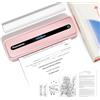 Phomemo M832 Stampante Portatile, Stampante Termica A4 Compatibile con Phone via Bluetooth, Windows e macOS via Cavo USB, per Viaggi, Lavoro, Casa, Stampa Solo su Carta Termica, Rosa