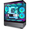 FOIFKIN Case PC - Ventola preinstallata 5 PWM ARGB ATX Mid-Tower Gaming PC, vetro panoramico 270°, F1 (nero)