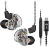 Yinyoo CCZ Melody USB C auricolari 10mm Dual Magnetic Circuit Cuffie-In-Ear IEM, Hifi Deep Bass in ear monitor gaming con cavo staccabile 2pin per audiofilo/MP3/MP4(nero clear, con microfono USB-C)