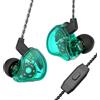 Yinyoo CCZ Melody 10mm Dual Magnetic Circuit Cuffie-In-Ear IEM auricolari, Hifi Deep Bass in ear monitor auricolari gaming con cavo staccabile 2pin per audiofilo/MP3/MP4(Verde, con microfono)