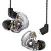 Yinyoo CCZ Melody 10mm Dual Magnetic Circuit Cuffie-In-Ear IEM auricolari, Hifi Deep Bass in ear monitor auricolari gaming con cavo staccabile 2pin per audiofilo/MP3/MP4(nero clear, senza microfono)