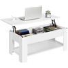 Yaheetech Tavolino da Caffè sollevabile Tavolo Moderno Elevabile da Salotto Divano Caffè con Ripiano Inferiore 98 x 50 x 42-56 cm Bianco
