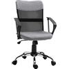 Vinsetto Poltrona da Ufficio in Tessuto Grigio, Sedia Girevole ed Ergonomica per Scrivania, 60 x 66 x 91-101cm