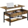 Yaheetech Tavolino da caffè Sollevabile Tavolino Basso con Ripiano Elevabile Mobiletto da Divano Salotto Mobile per Soggiorno Industriale 104,5 x 49,5 x 47 cm Marrone Rustico