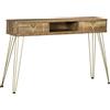 HOMCOM Tavolo Consolle in Truciolato e Acciaio per Ingresso e Soggiorno con Piano d'Appoggio, Ripiano Aperto e 2 Cassetti, 120x29x79 cm, Bronzo