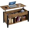 Yaheetech Tavolino da Caffè Sollevabile da Salotto Tavolo Elevabile per Soggiorno Mobile da Soggiorno con Scomparti Gambe in Legno Massello 104 x 49,5 x 49-62 cm