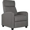 Yaheetech Poltrona Relax Reclinabile in Tessuto Poltrona Lounge Manuale Imbottita Comodo con Poggiapiedi per Camera da Letto, Salotto e Soggiorno, Grigio
