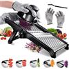 Masthome Mandolina per Verdure Professionale - Masthome Mandolina in Acciaio Inox - Affetta Verdure Regolabile Spessore - Tagliaverdure Manuale con Guanti & Protezione Mani, per Patate Carote Frutta