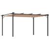 Outsunny Gazebo Pergola da Giardino 3x4m con Telo Scorrevole in Poliestere e Struttura in Alluminio, Grigio e Marrone