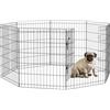 PawHut Recinto per Cani Gatti Cuccioli, Box per Animali da 8 Pezzi in Filo di Metallo, 76 x 61cm Nero