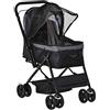 PawHut Passeggino per Cani Piccoli Pieghevole con Maniglione Girevole Ruote con Freni in EVA, Passeggino Cane con Cestino Portaoggetti, 76.5x52x95cm, Nero