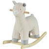 HOMCOM Cavallo a Dondolo a Forma di Alpaca, Gioco Cavalcabile per Bambini 36-72 Mesi in Peluche Bianco Crema, 58x68x29cm