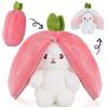 OSDUE Easter Bunny Peluche, Fragola Coniglio Peluche, Strawberry Bunny Plush Toys, Coniglio Puppet Giocattolo Doppio Lato Orecchie Morbide Coniglio, Coniglietto di Pasqua Peluche per 3-8 Anni Bambini