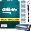 Gillette Lamette Mach 3, 15 Cartucce per Rasoio Barba Uomo, Multicolore