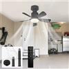 GEADI Ventilatore da Soffitto con Luce e Telecomando, LED Dimmerabile Lampadario con Ventilatore da Soffitto, Plafoniera con Ventilatore per Camera da Letto Attacco E27, 4 Velocità, 45 cm Nero
