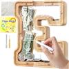 Lakpopya Salvadanaio Bambini in Legno con Lettere A-Z, Personalizzabile, Trasparente Apribile per Banconote, con Adesivi, Pennarelli Cancellabili e Cacciavite in Dotazione, Regalo per Bambini (E)