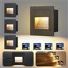 Letlit 4 Pezzi Segnapasso LED Esterno 3W 300lm, IP65 Impermeabile Segnapassi, 3000K Faretti Segnapasso da Esterno, Luci per Scale 230V, Luce da Parete 85x85mm, Scatole Incasso 68mm, Alluminio Nero